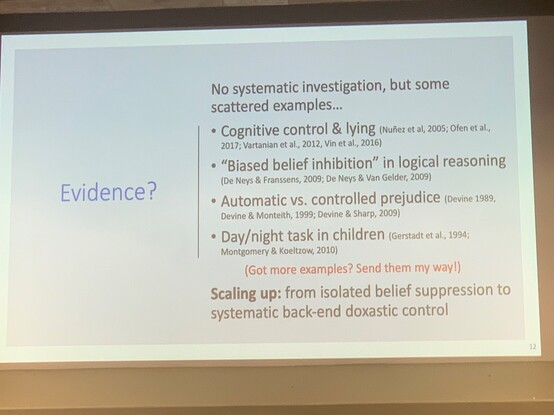 Evidence of what Dr. Soter is imagining by "back-end doxastic control".