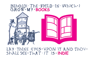 Bild mit Logo/Icon eines Buches und nebenstehende Illustration