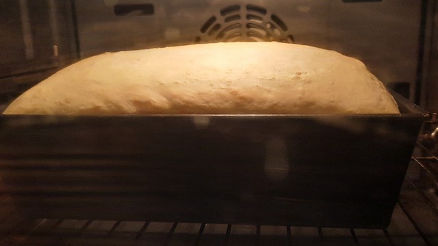 Toastbrot in Kastenform im Ofen.
