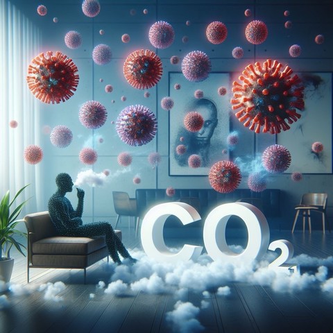 Atmospheric CO2 concentrations are currently around 400 parts per million (ppm). Crowd enough people in a closed room, however, concentrations can soar to around 3,000 ppm. The team found the number of viral particles that can remain infectious under these elevated concentrations can be 10 times higher than what would be found in outdoor air.