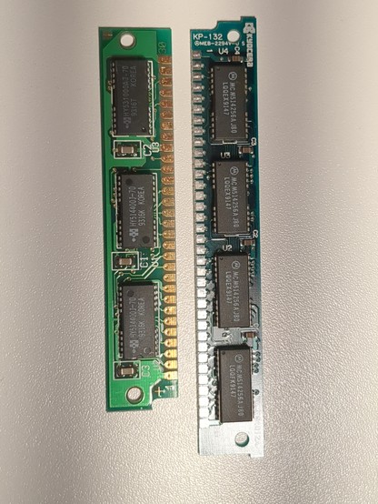 one of the modules next to a regular 30 pin modules used by old PCs. It has 5 more pins!