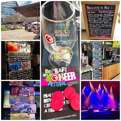A collage of pictures taken at the 8th Dutch Craft Beer Festival in Enschede on 18 May 2024.