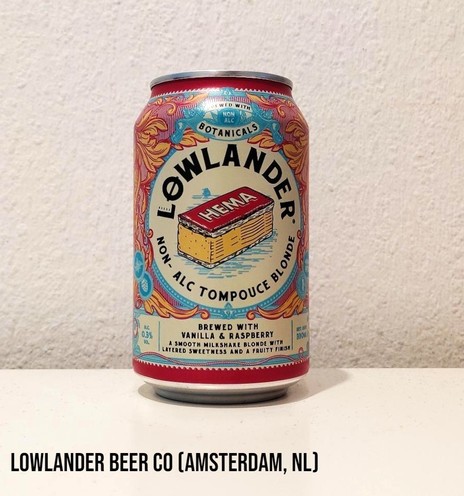 A 330ml can of non-alcoholic beer by Lowlander Beer Co. in Amsterdam, The Netherlands
