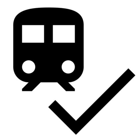 Logo von travelynx. stilisierte Lok von vorne und ein Haken.