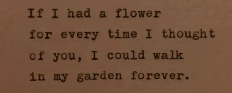 If I had a flower for every time I thought of you, I could walk in my garden forever.