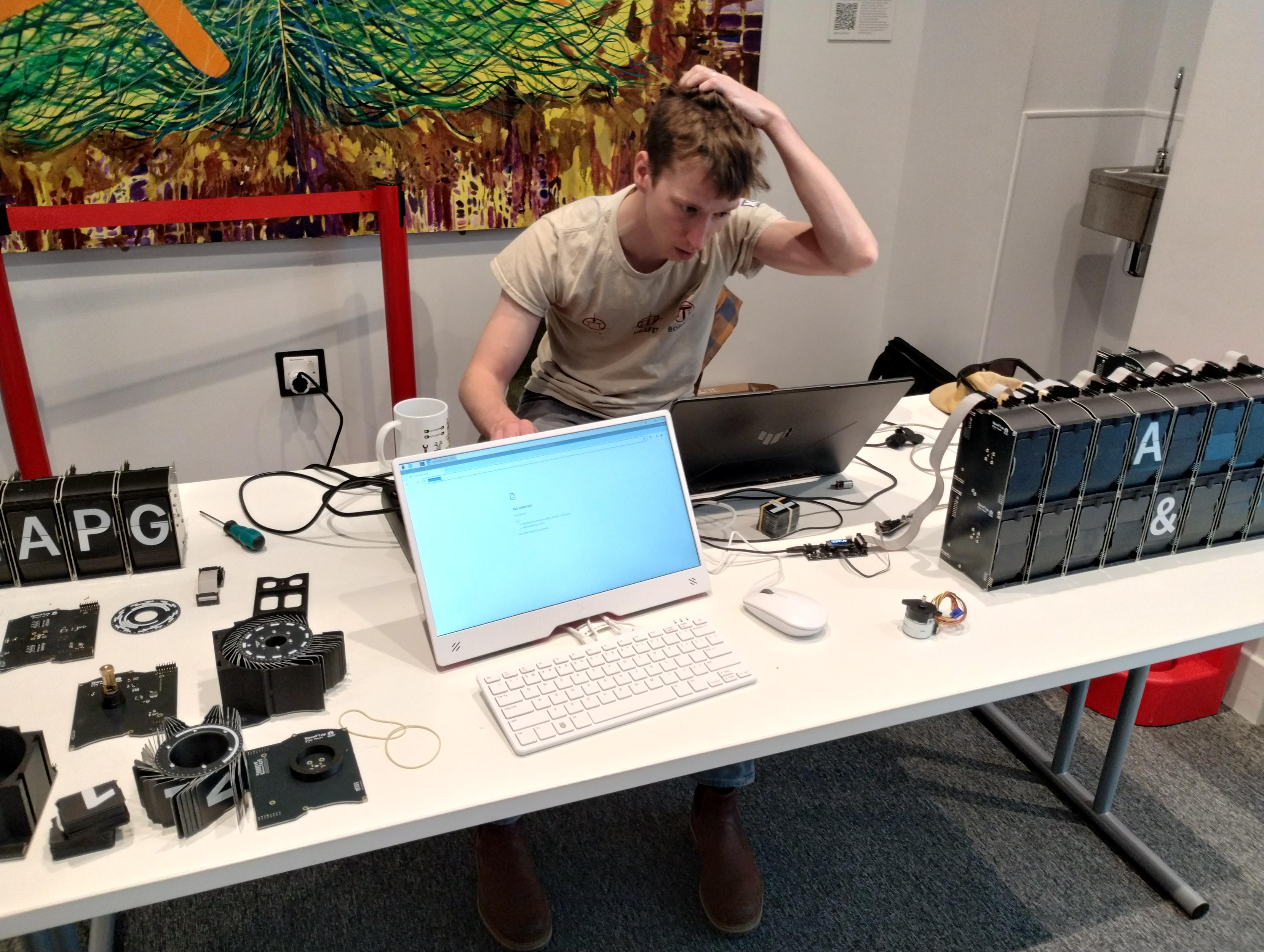 The author preparing a demo for his creation