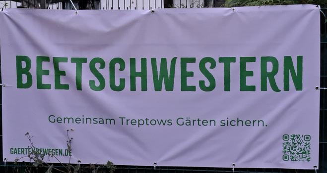 Plakat: "Beetschwestern - gemeinsam für Treptows Kleingärten"